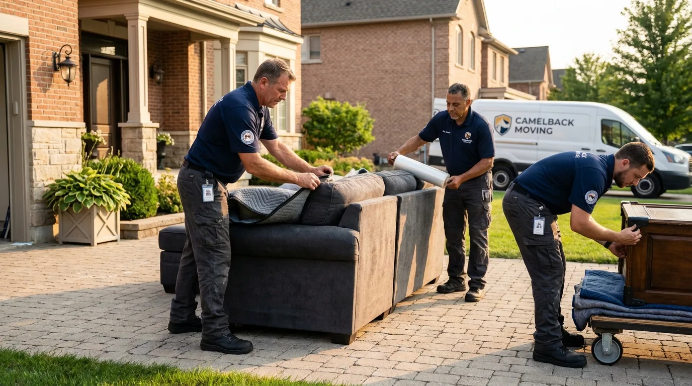Large estate moving crew wrapping furniture in Valdez, AK